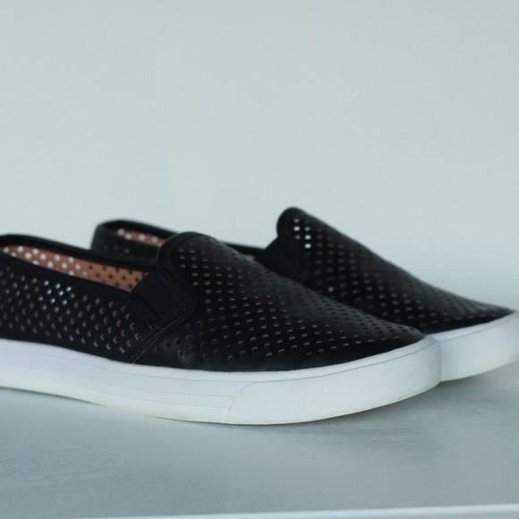 J Crew Shoes - JCrew preforated black sneakers/ slip on